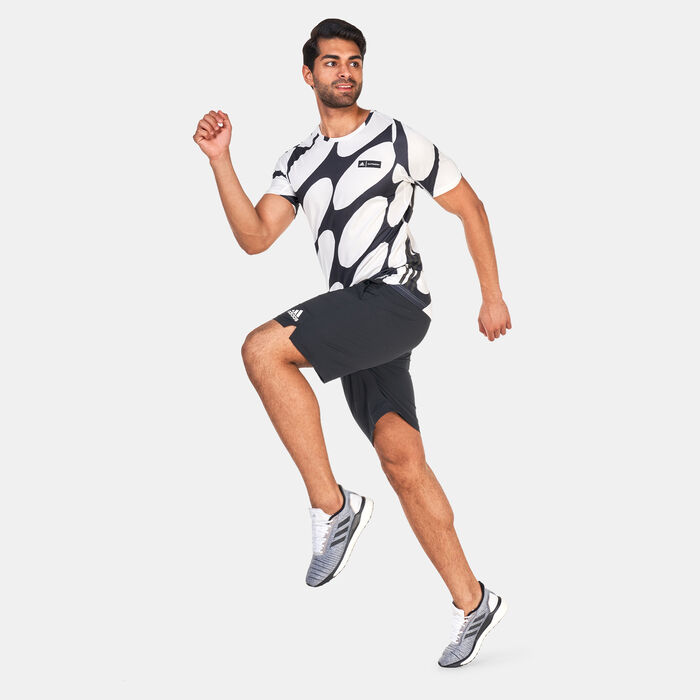 adidas Men's x Marimekko Run Icons 3-Stripes T-Shirt White adidas Men's x Marimekko Run Icons 3-Stripes T-Shirt White image number 2