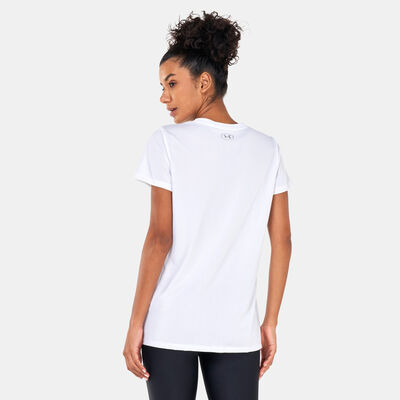 Under Armour Women's Tech Solid Logo Arch SSC T-Shirt White