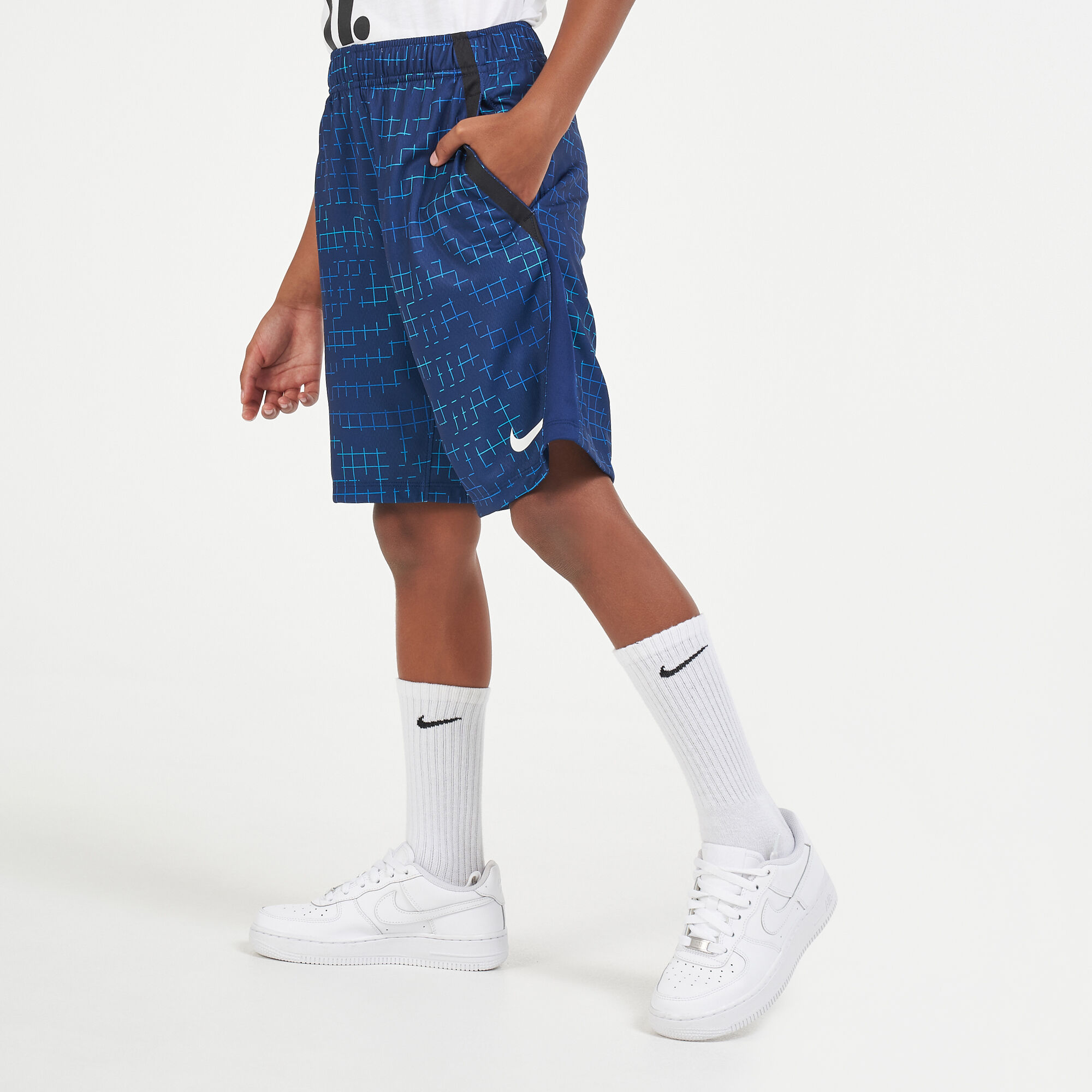 Buy Nike Kids Dri FIT Printed Training Shorts Blue in KSA SSS
