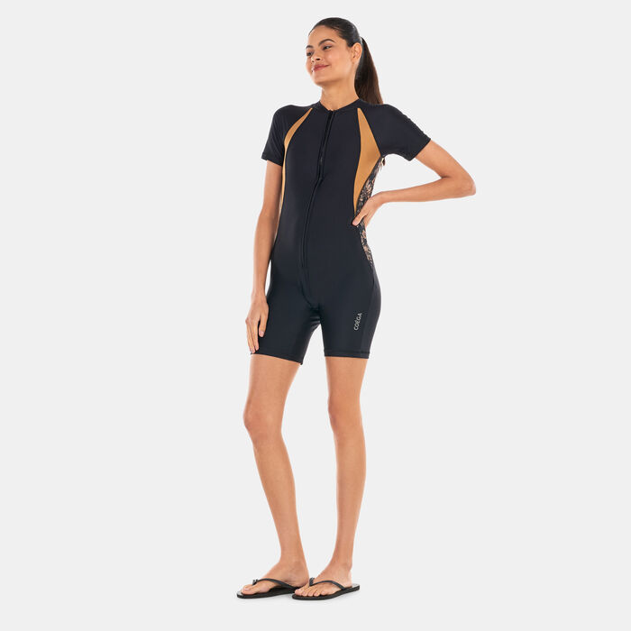 COEGA Women's Short Allover Print SlimKini Swimsuit Black COEGA Women's Short Allover Print SlimKini Swimsuit Black image number 0