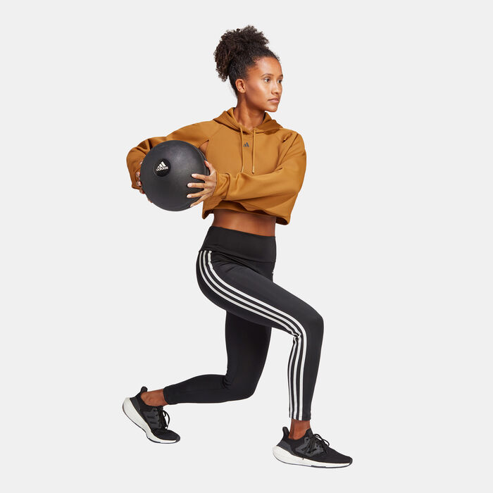 adidas Women's HIIT AEROREADY Crop Training Hoodie Brown image number 2