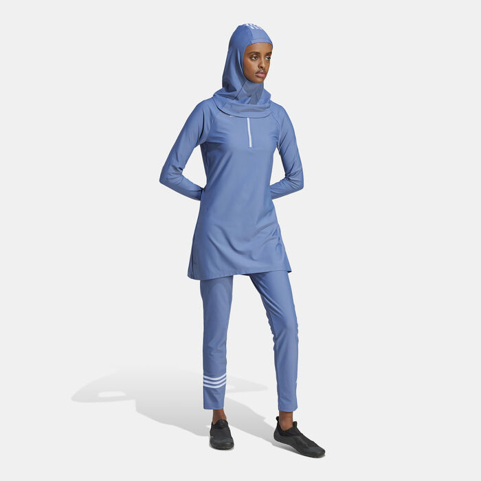 adidas Women's 3-Stripes Swimming Hijab Blue adidas Women's 3-Stripes Swimming Hijab Blue image number 2