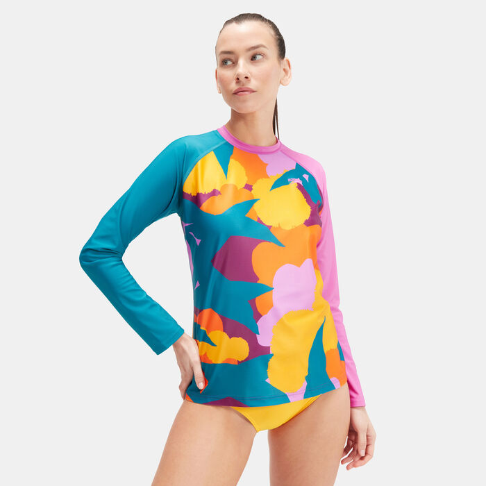 Women s Printed Long Sleeve Swimming T Shirt