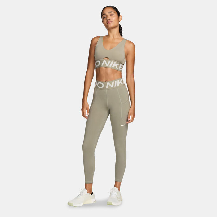 Nike Women's Pro Indy Plunge Medium-Support Sports Bra Green image number 2