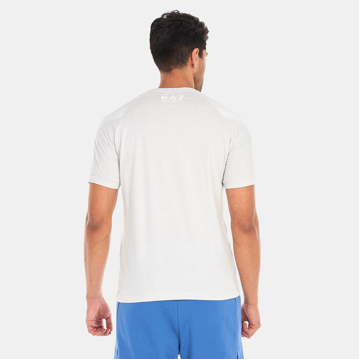 EA7 Emporio Armani Men's Small Logo 7 Lines T-Shirt Grey EA7 Emporio Armani Men's Small Logo 7 Lines T-Shirt Grey image number 1