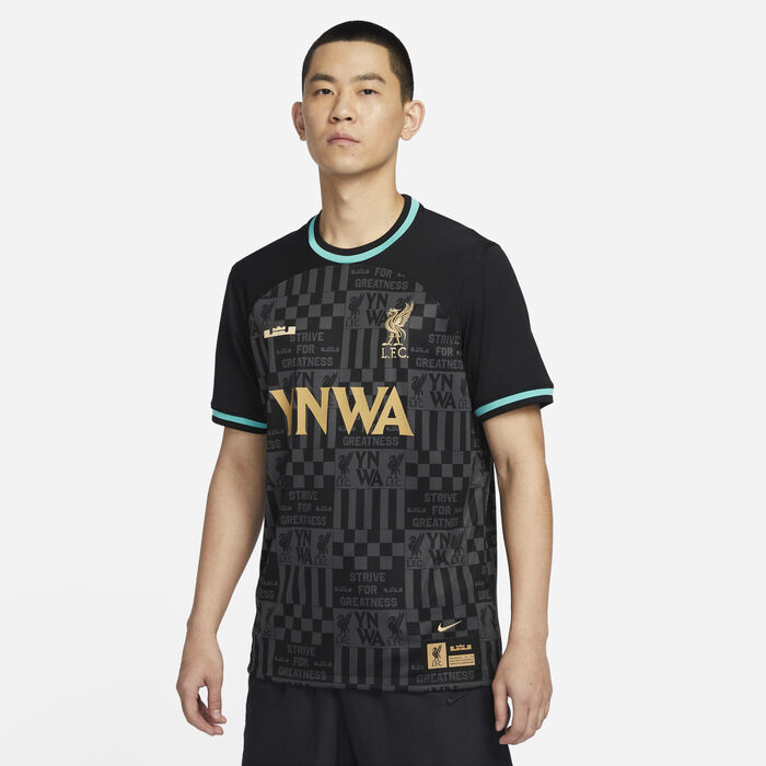 Nike Men's Liverpool F.C. Stadium LeBron Dri-FIT Replica Football Shirt Black Nike Men's Liverpool F.C. Stadium LeBron Dri-FIT Replica Football Shirt Black image number 0