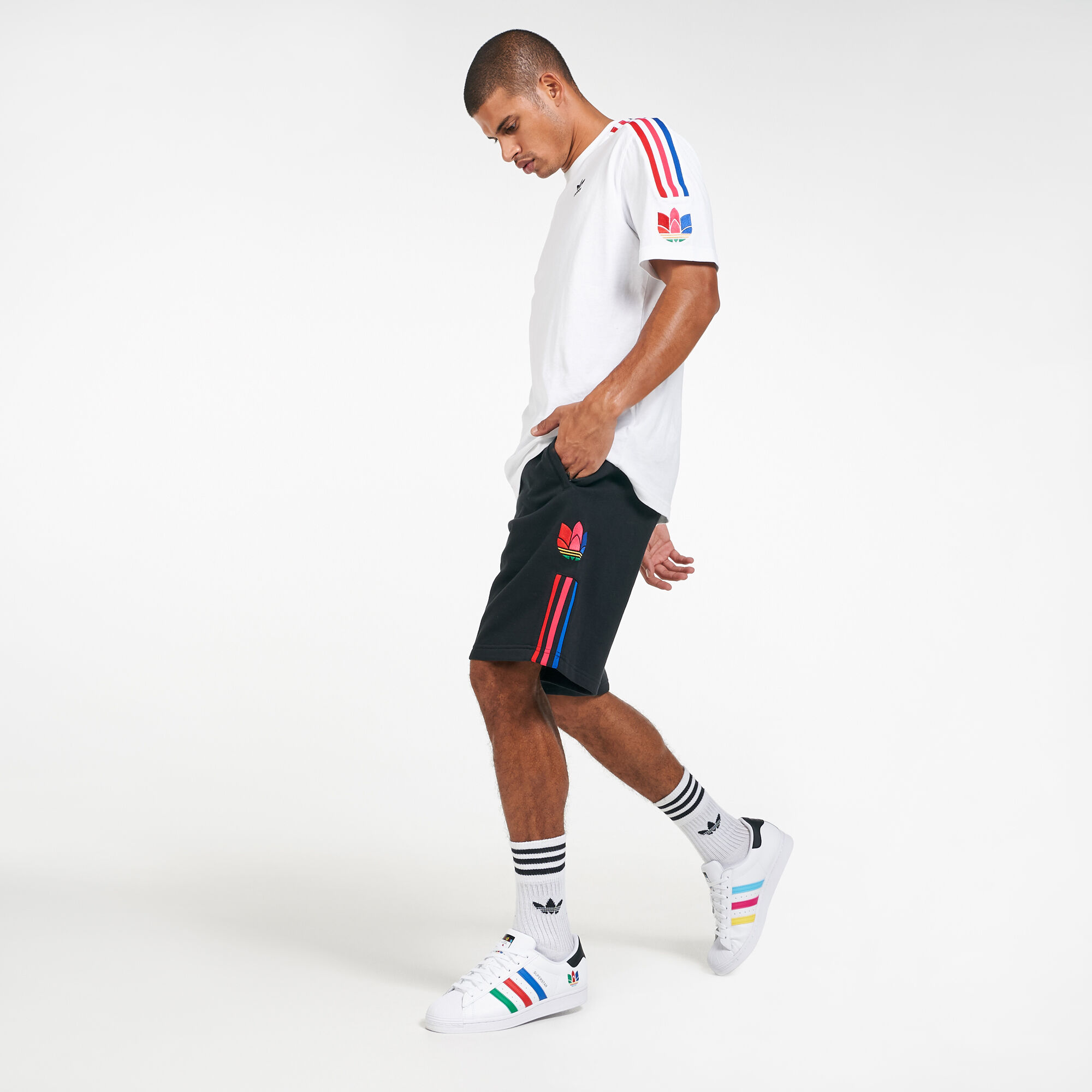 Adidas 3 stripe sweat shorts store