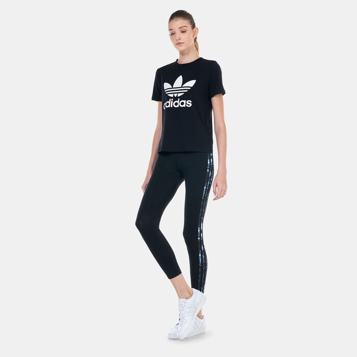 adidas Originals Women's 3-Stripes Flower Leggings Black image number 2
