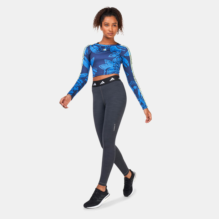 adidas Women's FARM Rio Long-Sleeves Crop Top Blue image number 2