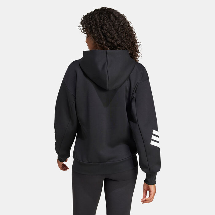 adidas Women's Future Icons 3-Stripes Full-Zip Hoodie Black image number 1