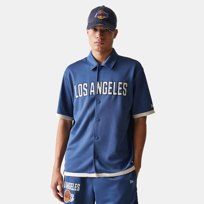New Era Men's NBA Los Angeles Lakers Snap-Button Shirt Blue New Era Men's NBA Los Angeles Lakers Snap-Button Shirt Blue image number 0