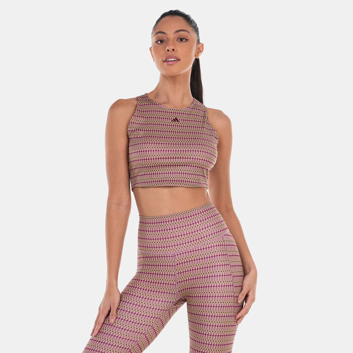 adidas Women's Yoga Studio Print Tank Top Brown adidas Women's Yoga Studio Print Tank Top Brown image number 0