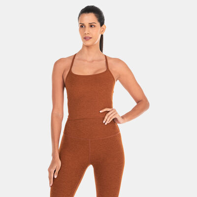 BEYOND YOGA Women's Spacedye Slim Racerback Cropped Tank Top Brown