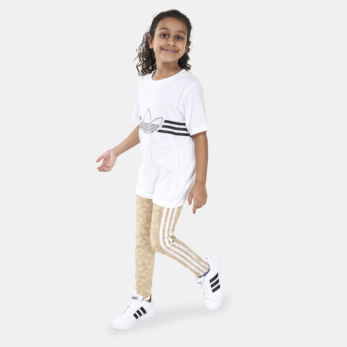 adidas Originals Kids' High-Waisted Allover Print Leggings Black image number 2