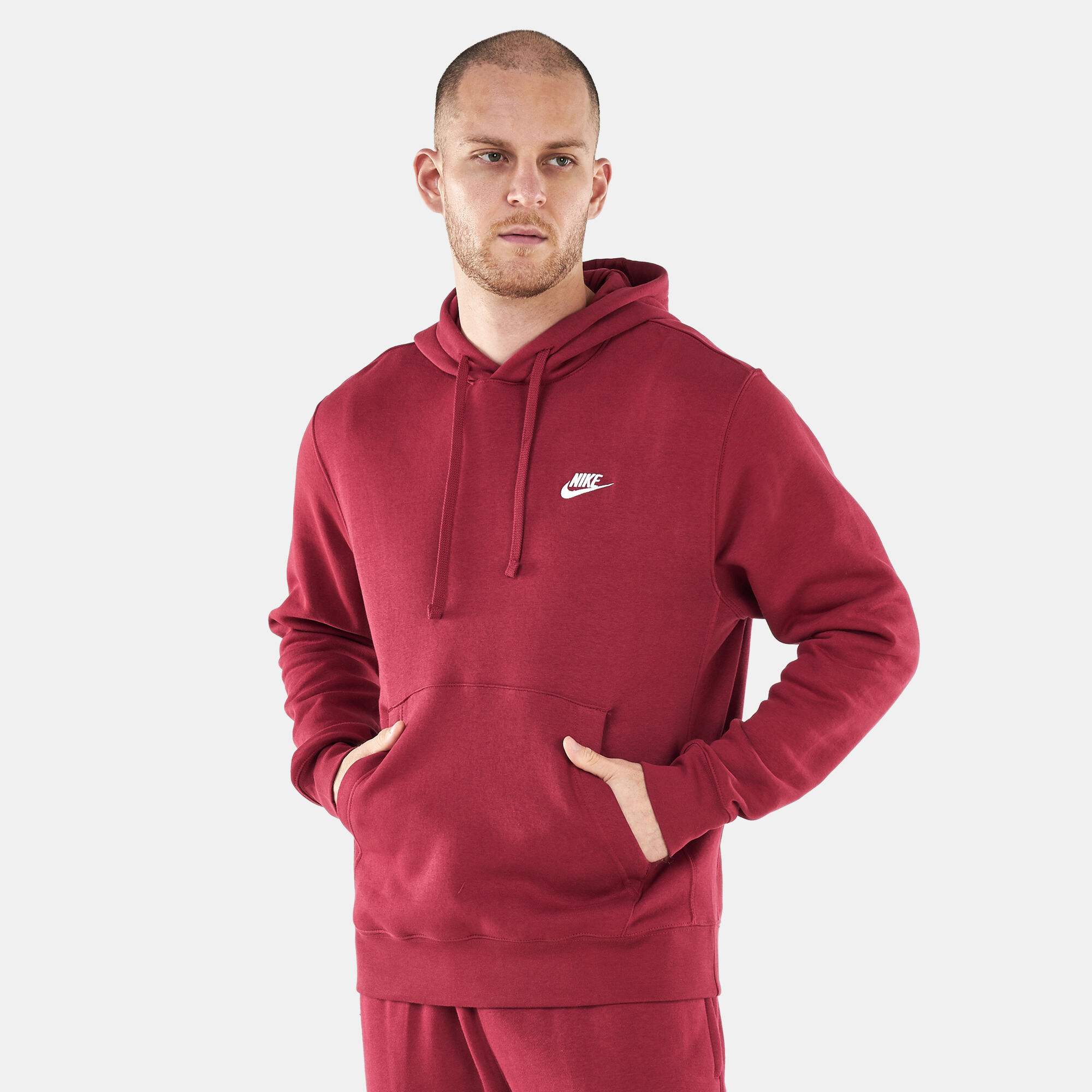 Sportswear Club Fleece Pullover Hoodie Red Nike in KSA SSS