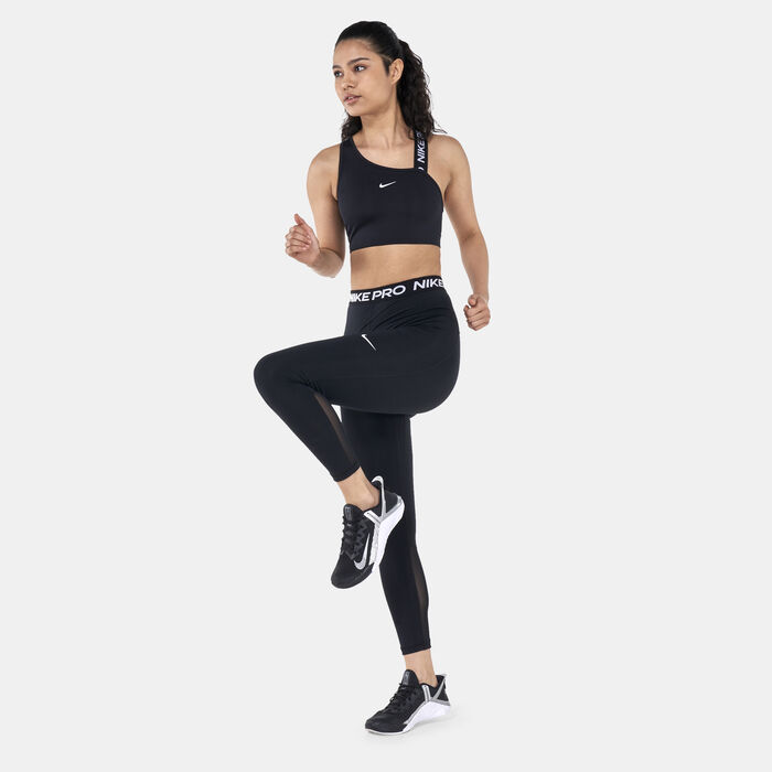 Nike Training Pro Dri-FIT asymmetric swoosh bra in black