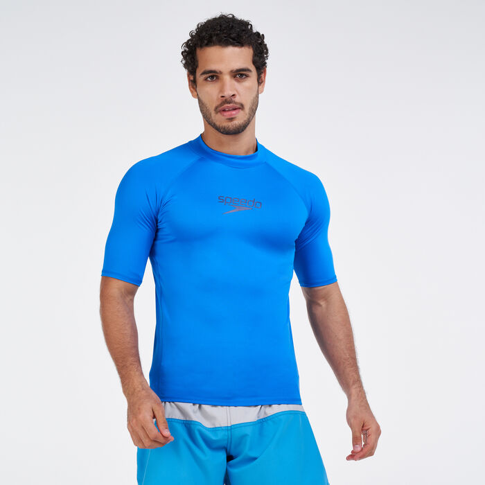 Speedo Men's Essential Rashguard Swimming T-Shirt Blue Speedo Men's Essential Rashguard Swimming T-Shirt Blue image number 0