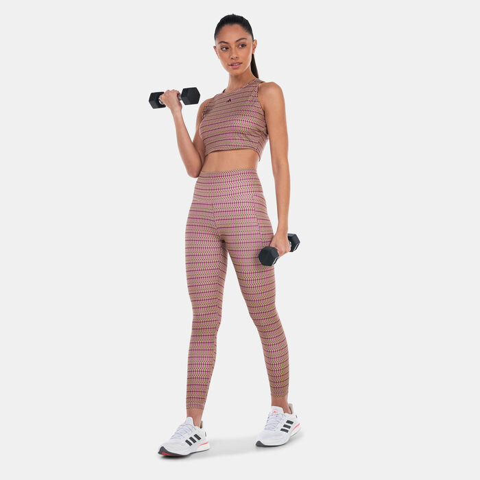 adidas Women's Yoga Studio Print Tank Top Brown adidas Women's Yoga Studio Print Tank Top Brown image number 2