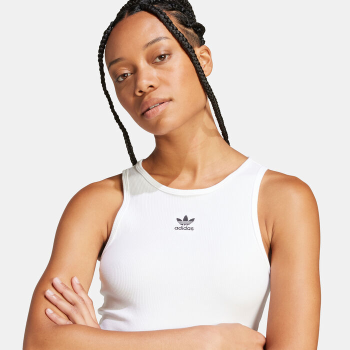 adidas Originals Women's Essentials Ribbed Tank Top White adidas Originals Women's Essentials Ribbed Tank Top White image number 3