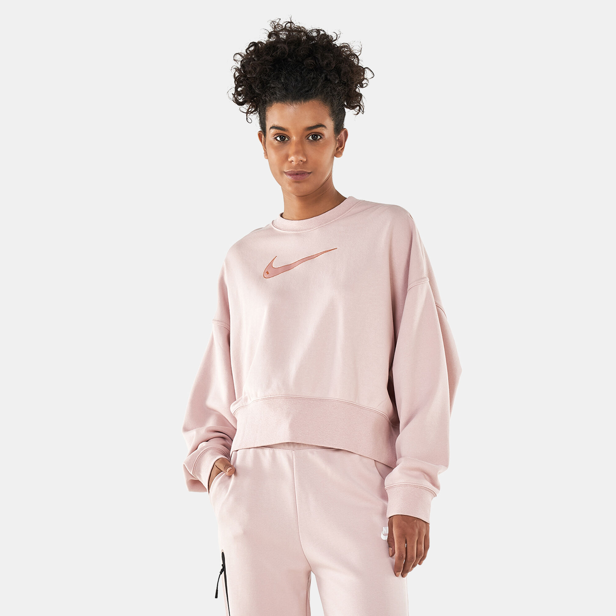 Nike club swoosh sweatshirt in pink deals
