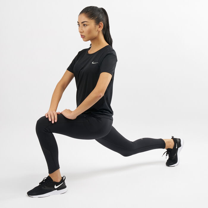 Nike Women's Miler Running T-Shirt Black Nike Women's Miler Running T-Shirt Black image number 2