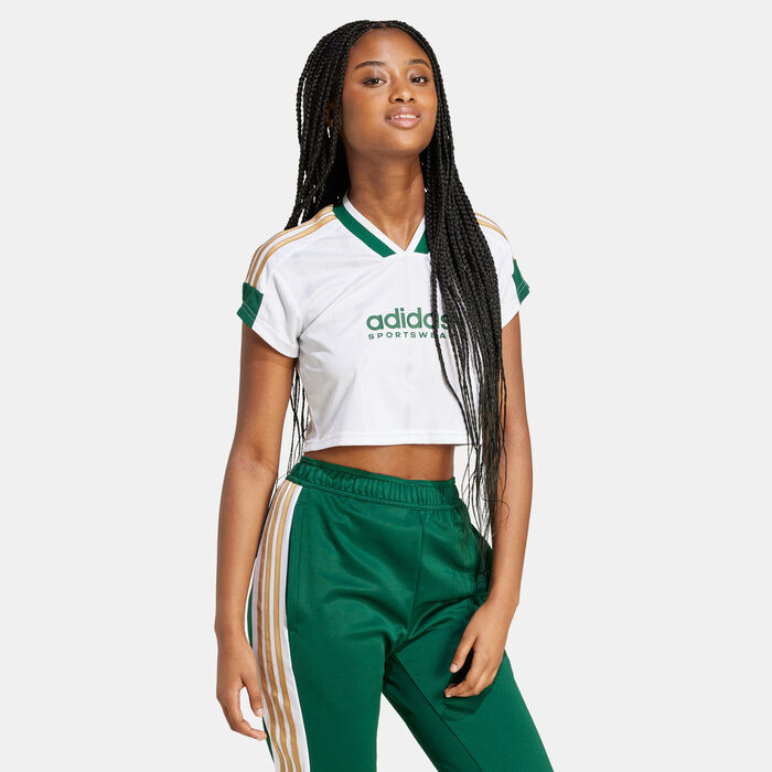 adidas Women's Tiro Cut 3-Stripes Cropped Jersey White adidas Women's Tiro Cut 3-Stripes Cropped Jersey White image number 2