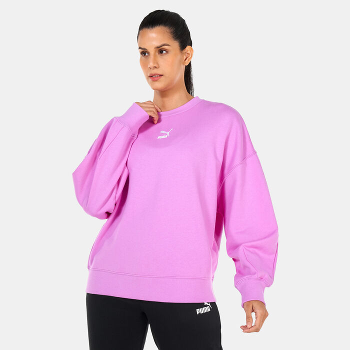 PUMA Women's Classics Oversized Crewneck Sweatshirt Purple PUMA Women's Classics Oversized Crewneck Sweatshirt Purple image number 0