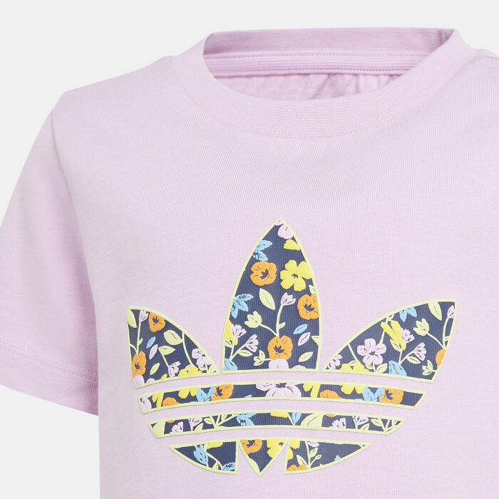 adidas Originals Kids' Floral T-Shirt Dress Purple image number 2