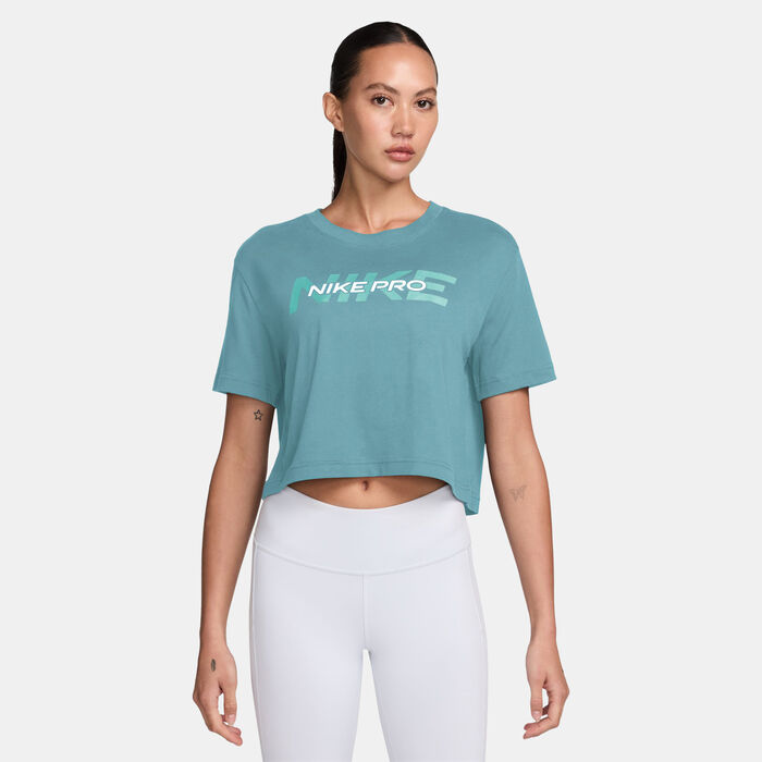 Nike Women's Pro Crop Top Blue Nike Women's Pro Crop Top Blue image number 0