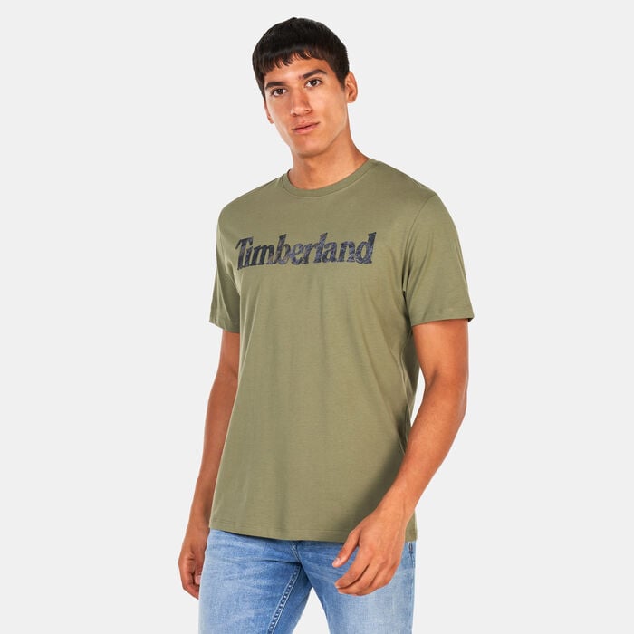 Timberland Men's Linear Logo Seasonal Camo T-Shirt Green Timberland Men's Linear Logo Seasonal Camo T-Shirt Green image number 0