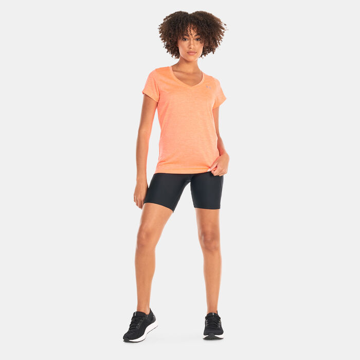 Under Armour Women's Tech™ Twist V-Neck Training T-Shirt Orange image number 2