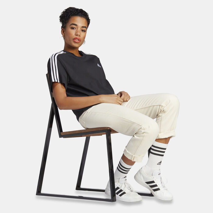 adidas Women's Essentials 3-Stripes Crop Top Black image number 2