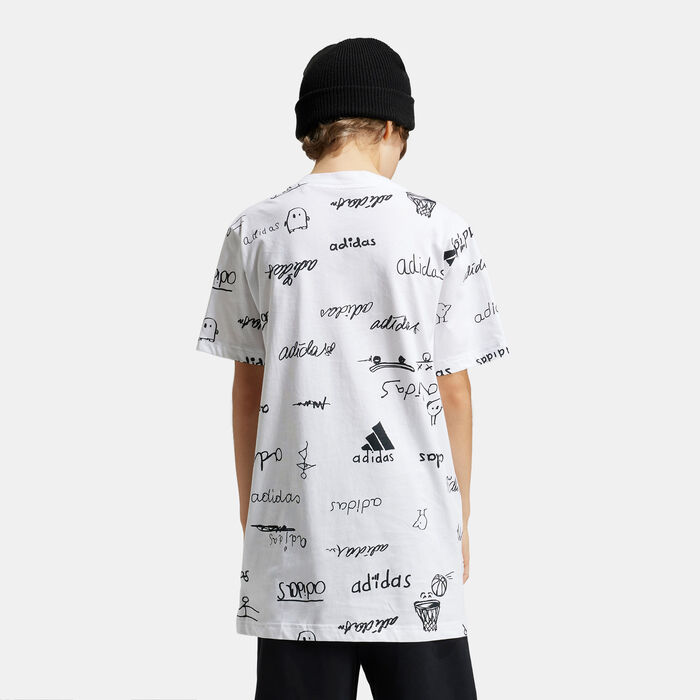adidas Kids' Brand Love Long T-Shirt White image number 1