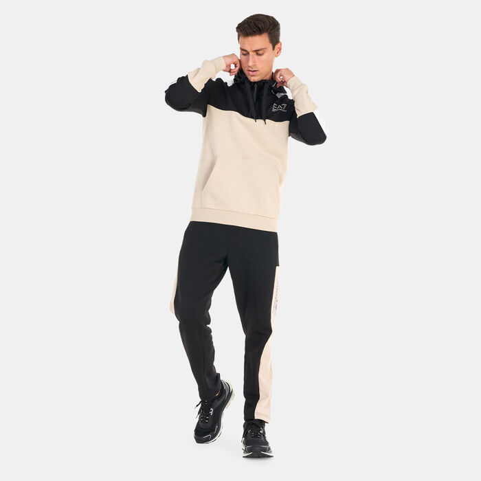 EA7 Emporio Armani Men's Train Athletic Colourblock Hoodie Beige EA7 Emporio Armani Men's Train Athletic Colourblock Hoodie Beige image number 2