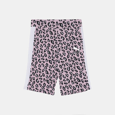 PUMA Kids' Classics Summer Roar Allover Print Bike Shorts Pink