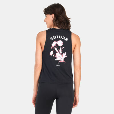 adidas Women's Bloom Knotted Tank Top Black