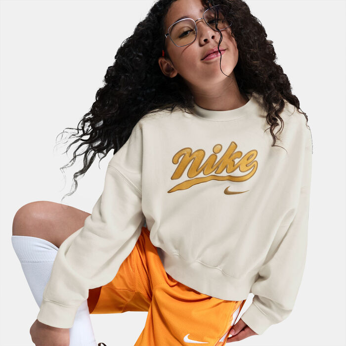 Nike Kids' Sportswear Trend Fleece Cropped Hoodie Ivory Nike Kids' Sportswear Trend Fleece Cropped Hoodie Ivory image number 5