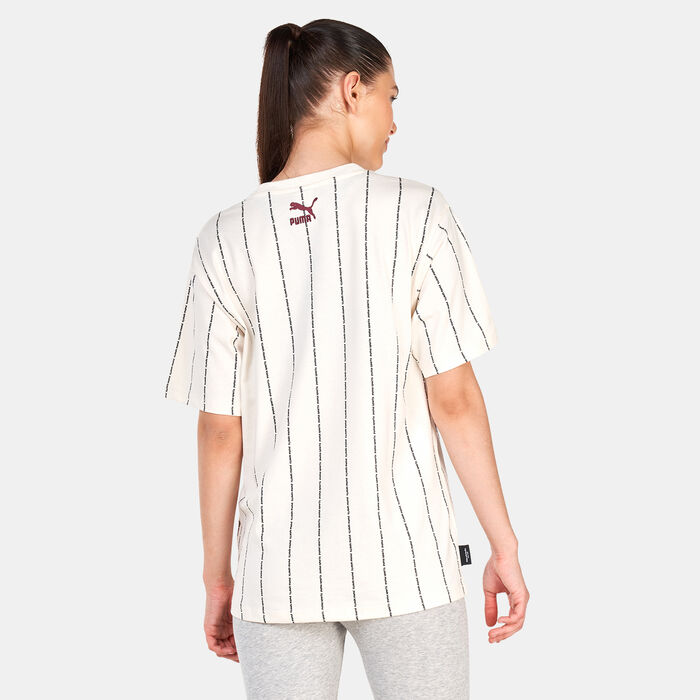PUMA Women's TEAM Allover Print T-Shirt Beige PUMA Women's TEAM Allover Print T-Shirt Beige image number 1