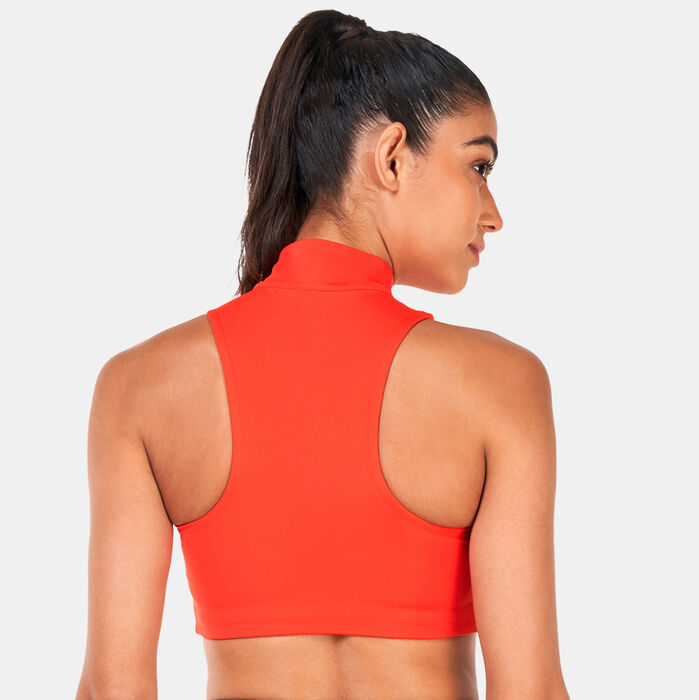 Nike Women's Dri-FIT Swoosh Mock-Zip Sports Bra Red image number 1
