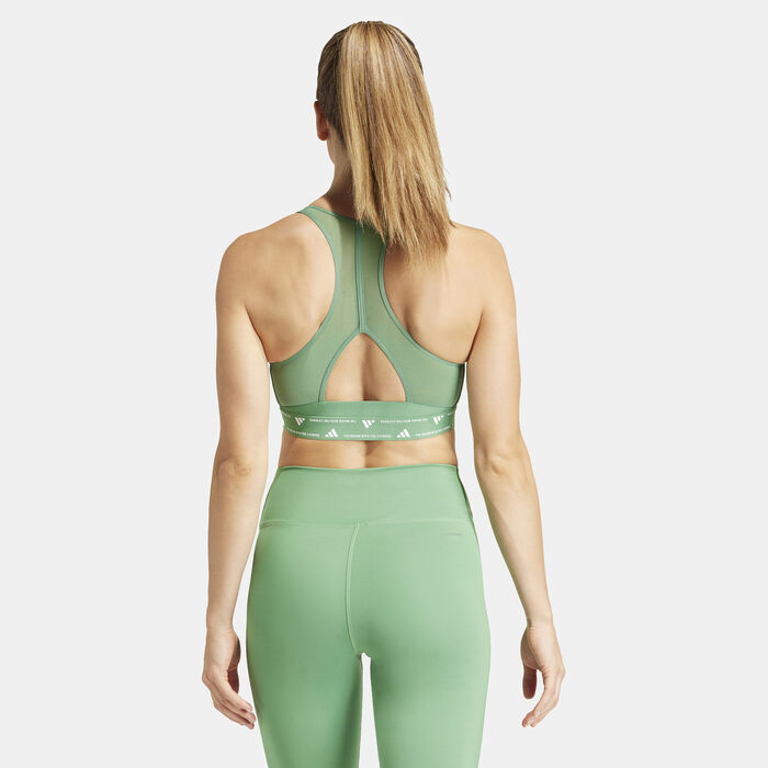adidas Women's Powerreact Medium-Support Sports Bra Green adidas Women's Powerreact Medium-Support Sports Bra Green image number 1