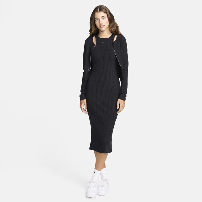 Nike Women's Sportswear Chill Midi Dress Black Nike Women's Sportswear Chill Midi Dress Black image number 5