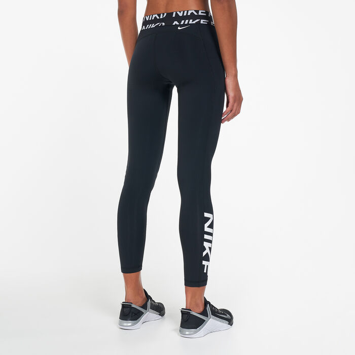 Nike, Pro Dri-FIT Women's Graphic Mid-Rise Leggings, Preto/Fumaça