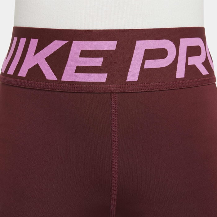 Nike Girls' Pro Dri-FIT Shorts Maroon Nike Girls' Pro Dri-FIT Shorts Maroon image number 3