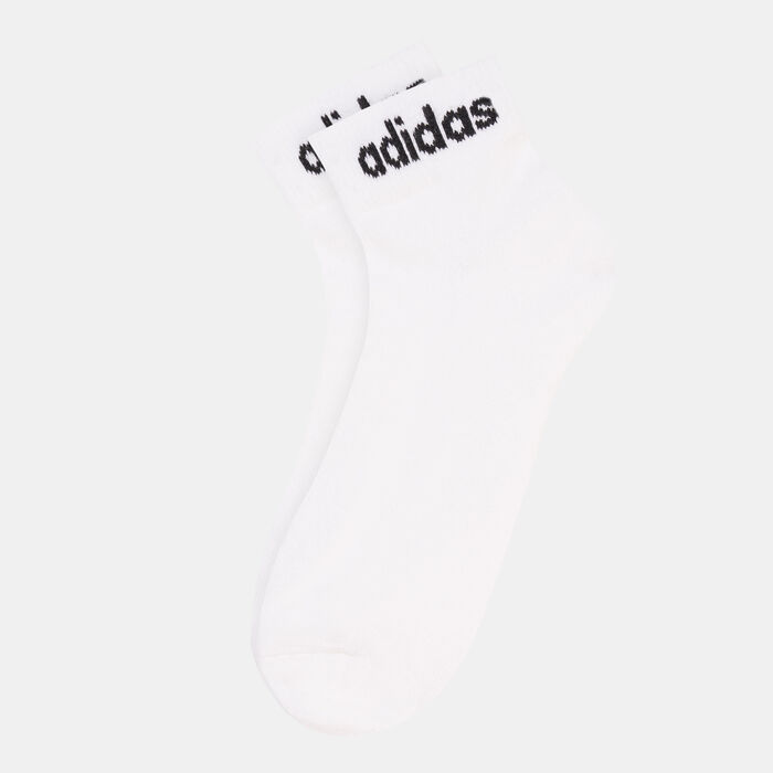 adidas Men's Linear Cushioned Ankle Socks (3 Pack) White image number 0