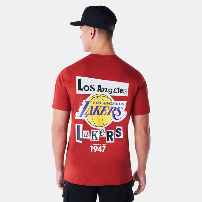 New Era Men's NBA Los Angeles Lakers Newspaper Graphic T-Shirt Orange New Era Men's NBA Los Angeles Lakers Newspaper Graphic T-Shirt Orange image number 1