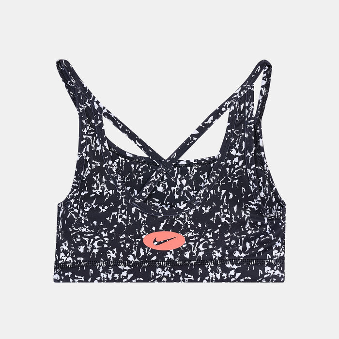 Nike Kids' Dri-FIT Indy Icon Clash Allover Print Sports Bra (Older Kids) Black image number 1
