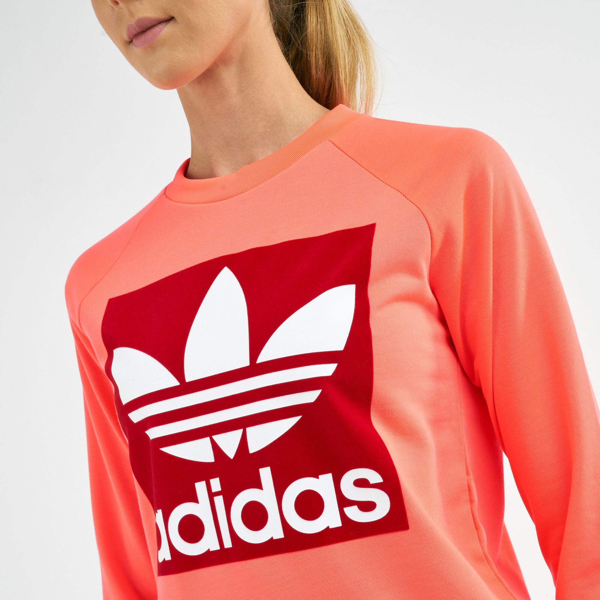 Buy adidas Originals Women s Adicolor Trefoil Crew Sweatshirt Pink