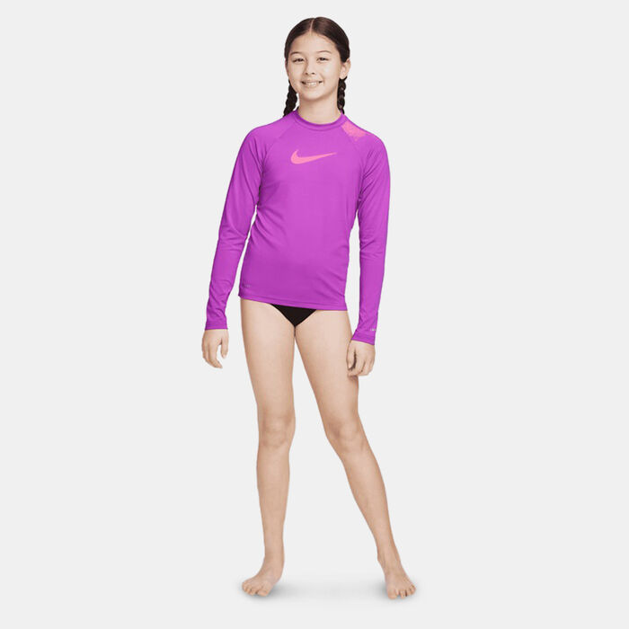Nike Swim Kids' Swoosh Hydro Rashguard Purple image number 2