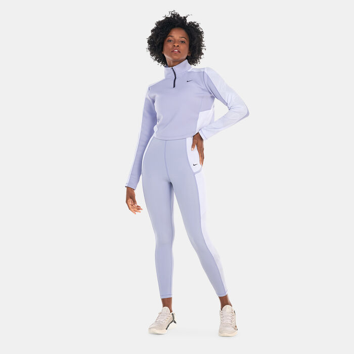 Nike Women's Dri-FIT Long-Sleeve 1/4-Zip Training T-Shirt Purple image number 2