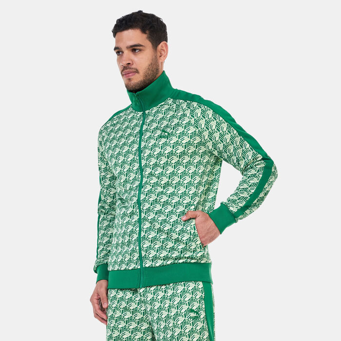 PUMA Men's T7 All Over Print Track Jacket Green PUMA Men's T7 All Over Print Track Jacket Green image number 0